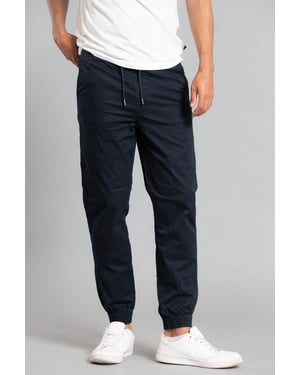 Navy Cotton Cuffed Trouser