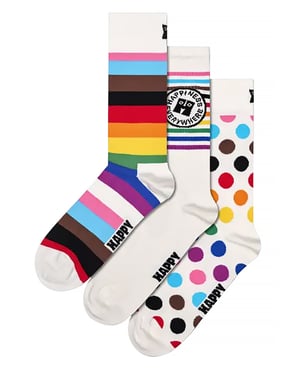 3-Pack Multipack Pride Sokken Cadeauset | Happy Socks | Multicolored Rainbow LGBTQIA+ Sokken - Regenboog