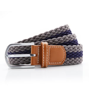 Asquith & Fox Heren Twee Kleur Stripe Braid Stretch Riem (Leisteen/Navy)