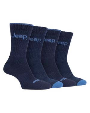 Jeep - 4-pack anti-blaar luxe laarzensokken voor heren - Marine / Denim