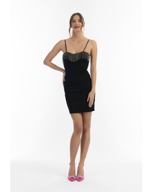 faina mini-jurk met parelketting details