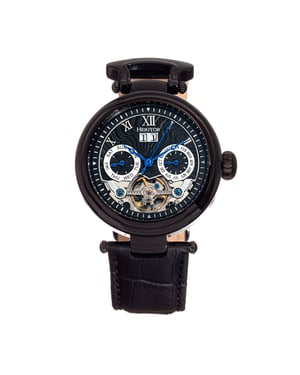 Heritor Automatic Ganzi semi-skelet lederen band horloge