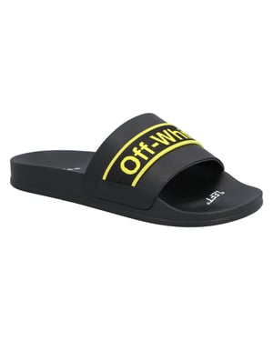 Off White logotryckt lädertofflor