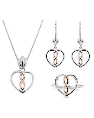 Orphelia 'Delilah' Dames 925 Zilveren Set: Halsketting + Oorbellen + Ring - Zilver/Roze SET-7475
