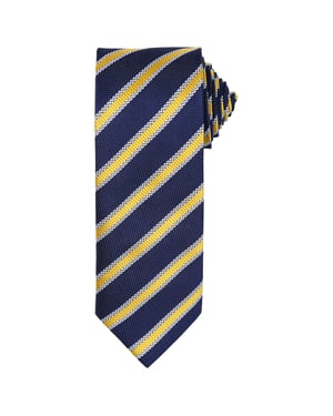 Premier Mens Stripe Waffle Tie (Navy/Gold)