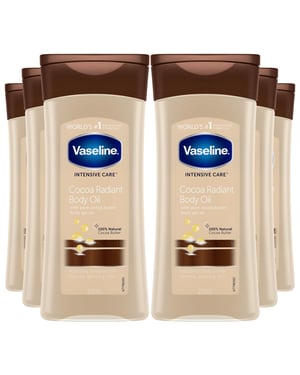 Vaseline Body Gel Oil Cocoa Radiant Cocoa Butter 200ml, 6Pk