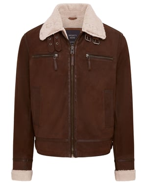 Herr Brown Real Sheep Mocka Bomber Aviator Jacket - Sandnes