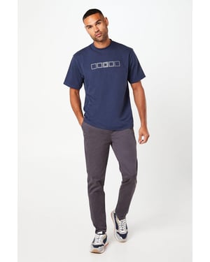 Burton Mens Slim Fit Chino Trousers Blue Cotton Blend Elastane All Seasons