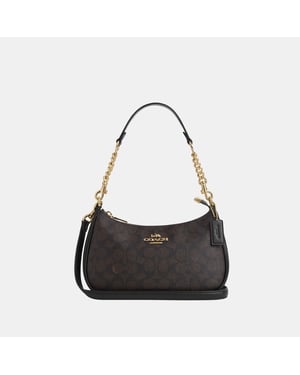 Teri Shoulder Bag in Signature Canvas with Chain Strap