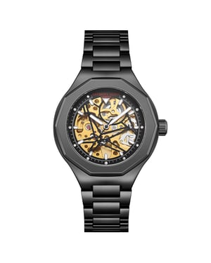 Met de hand gemonteerd, limited edition Sports Skeleton Black-horloge van Anthony James - garantietermijn van 5 jaar