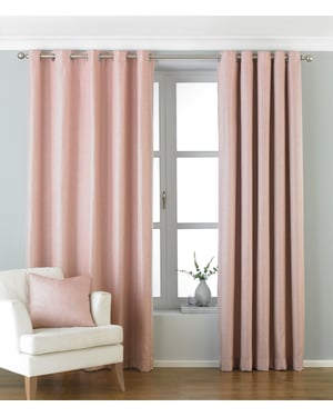 Atlantic Twill Woven Eyelet Curtains in Blush