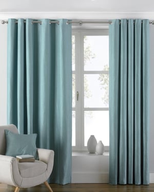 Atlantic Twill Woven Eyelet Curtains in Duck Egg Blue
