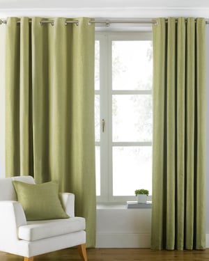 Atlantic Twill Woven Eyelet Curtains in Green