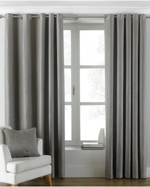 Atlantic Twill Woven Eyelet Curtains in Grey