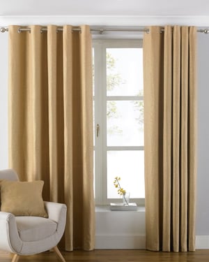 Atlantic Twill Woven Eyelet Curtains in Ochre
