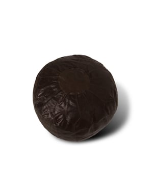 Woodland Leather Black Morrocon Style Pouffe 17.5" Diam