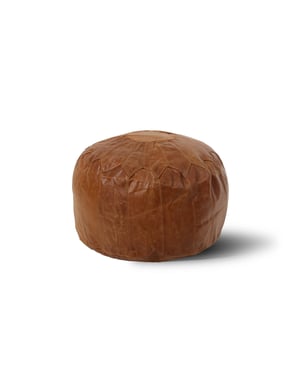 Woodland Leather Tan Morrocon Style Pouffe 17.5" Diam