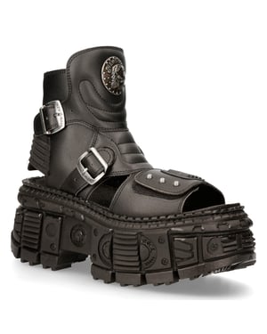 New Rock Svart VEGAN läderkänga Sandaler-BIOS106-V3