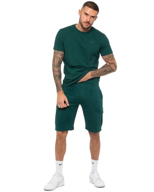 Enzo | Mens T-Shirt Tracksuit With Shorts Set - Green