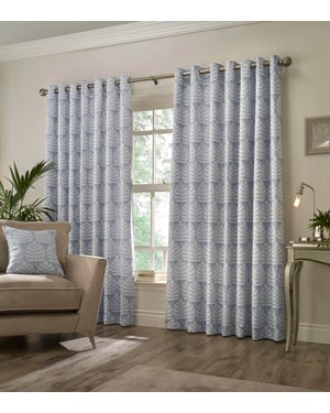Horto Botanical Eyelet Curtains in Blue