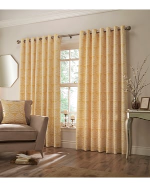 Horto Botanical Eyelet Curtains in Ochre