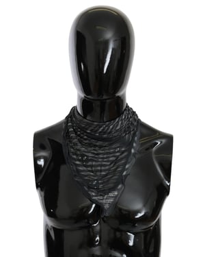 Costume National Svart Grå Viskos Foulard Märkes Sjal