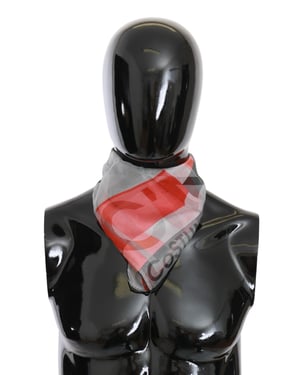 Costume National Red 100% Silk Branded Gray Scarf