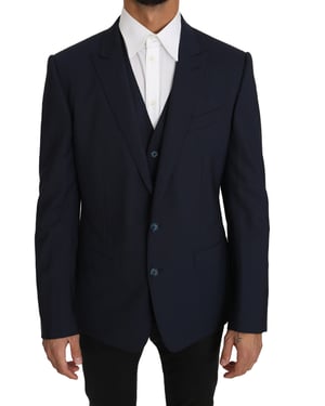 Dolce & Gabbana Heren Blazer Vest 2-Delig Blauw Wol MARTINI
