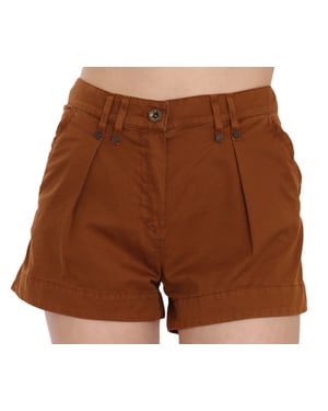 PLEIN SUD Brown Mid Waist Cotton Denim Mini Shorts