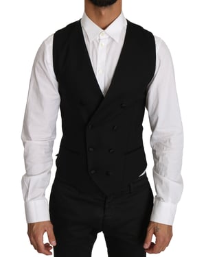 Dolce & Gabbana Heren Grijs Wollen Waistcoat Vest met Dubbele Borst