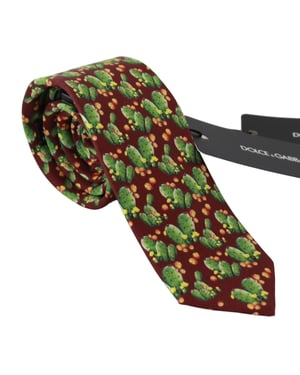 Dolce & Gabbana Heren Multicolor 100% Zijde Cactus Print Klassieke Stropdas