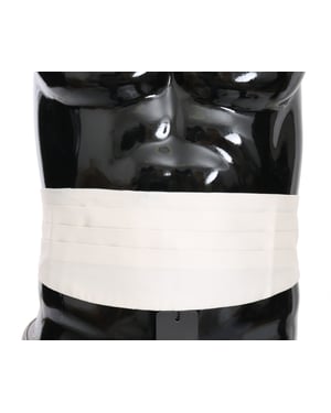 Dolce & Gabbana White Men Waist Belt 100% Silk Cummerbund