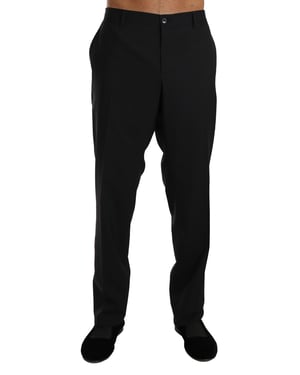 Dolce & Gabbana Zwarte Wol Stretch Formele Broek