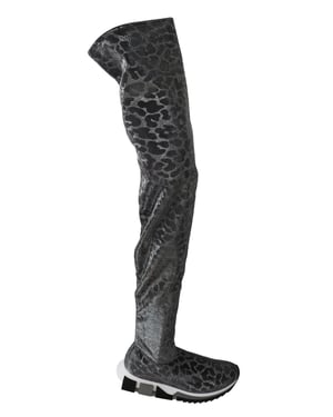 Dolce & Gabbana Vrouwen Grijs Luipaard Hoge Top Sneakers Booties Schoenen