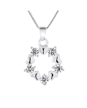 Harten hanger en zirkonium zilver 925 oxids geleverd met aangeboden ketting