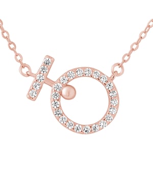 Cirkel ketting - zirkoniumoxiden - roze vergulde zilver