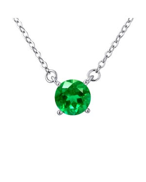 Solitaire ketting 6 mm groen zirkoniumoxide Serti 4 klauwen zilver 925