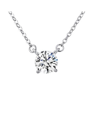 Solitaire ketting 6 mm wit zirkoniumoxide set 4 zilveren klauwen 925