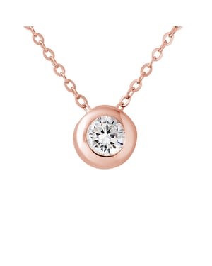 Solitaire ketting 8 mm zirkoniumoxide Serti Clos Silver Rose vergulde