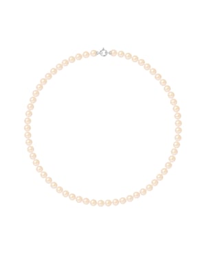 Rank prinses ketting Zoet Water Pearl Ronde 7-8 mm natuurlijke Rose Sluiting Luxe 18K White Gold