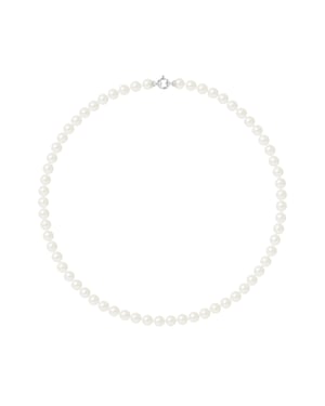 Rank prinses ketting Zoet Water Pearl Ronde 7-8 mm Sluiting White Luxury Wit Goud 18 Karaat