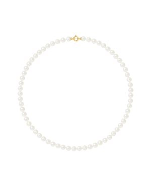 Rank prinses ketting Zoet Water kralen rond 78mm White sluiting Luxe 18K Yellow Gold