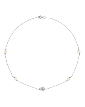 Ketting ketting verse zoetwater cultuur kralen 5-6 mm rozen, kristallen preciosa en zilver 925