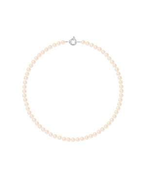 Rank ketting kralen Zoetwater 6-7mm Pink Natural Ring Marine 925 Lengte 45 cm