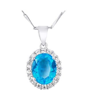 Ketting topaz kleur kristal en zilver zirkoniumoxiden 925 - Diana