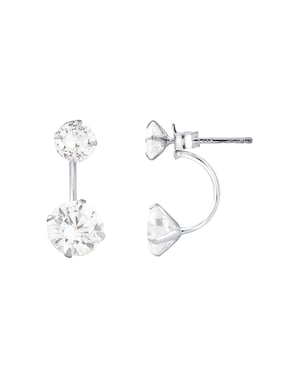 Duo oorbellen, zirkoniumoxiden en 925 zilver - Brilliance