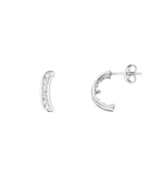 Halve Creolen Sieraden Zirkoniumoxiden en Silver 925 - Cream