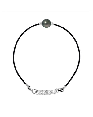 LOVE armband LINK Tahitian Pearl Ronde 8-9 mm Link Nylon Black 925