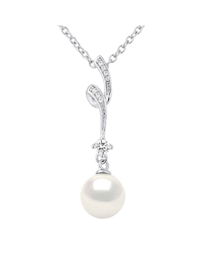 Witte parel fancy ketting zirkoniumoxiden - zilver 925