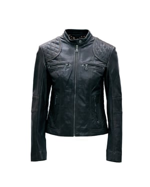 Pelle D’annata Ladies Real Leather Biker Jacket in Black